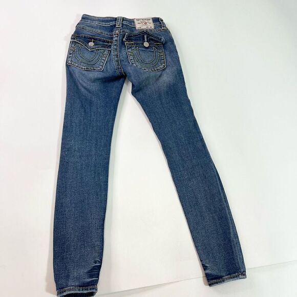 True Religion Skinny Jeans Womens 26 Mid Rise Jennie Curvy Rip Distressed Bottom - Picture 10 of 14